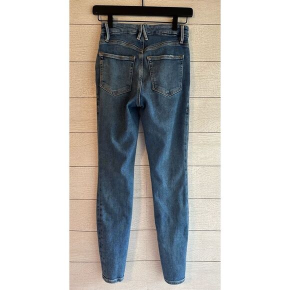 GOOD AMERICAN Good Legs Deep V Yoke Skinny Jeans in Indigo005 Size 0/25 - Picture 9 of 11